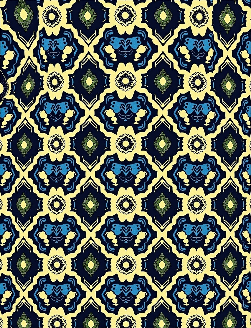 Navajo Inspired Blue Yellow Kaleido Rug