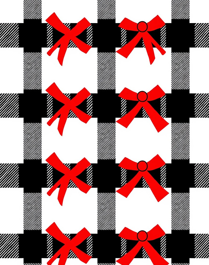 Red Bow Buffalo Check Rug