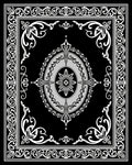 Black White Ornate Floral Mandala Rug