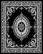 Black White Ornate Floral Mandala Rug