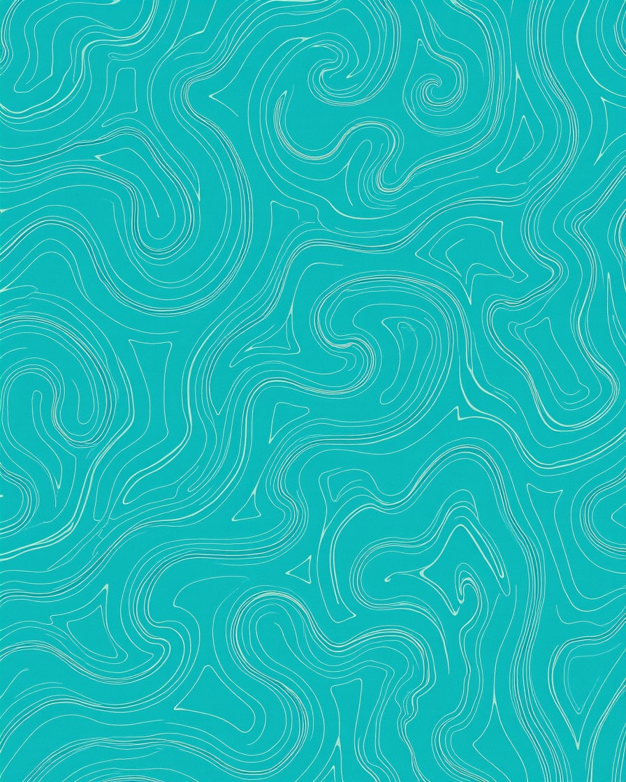Turquoise and White Swirling Tides Rug