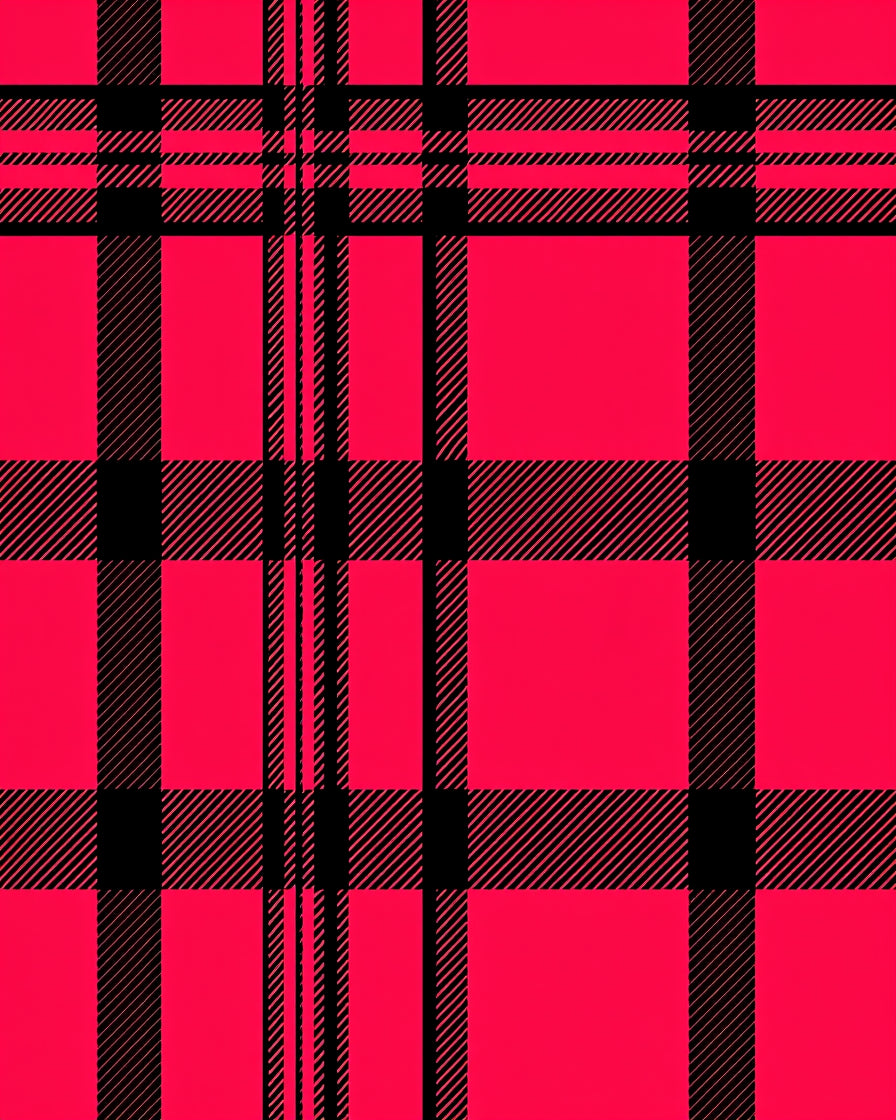 Vibrant Red Black Plaid Checkered Rug