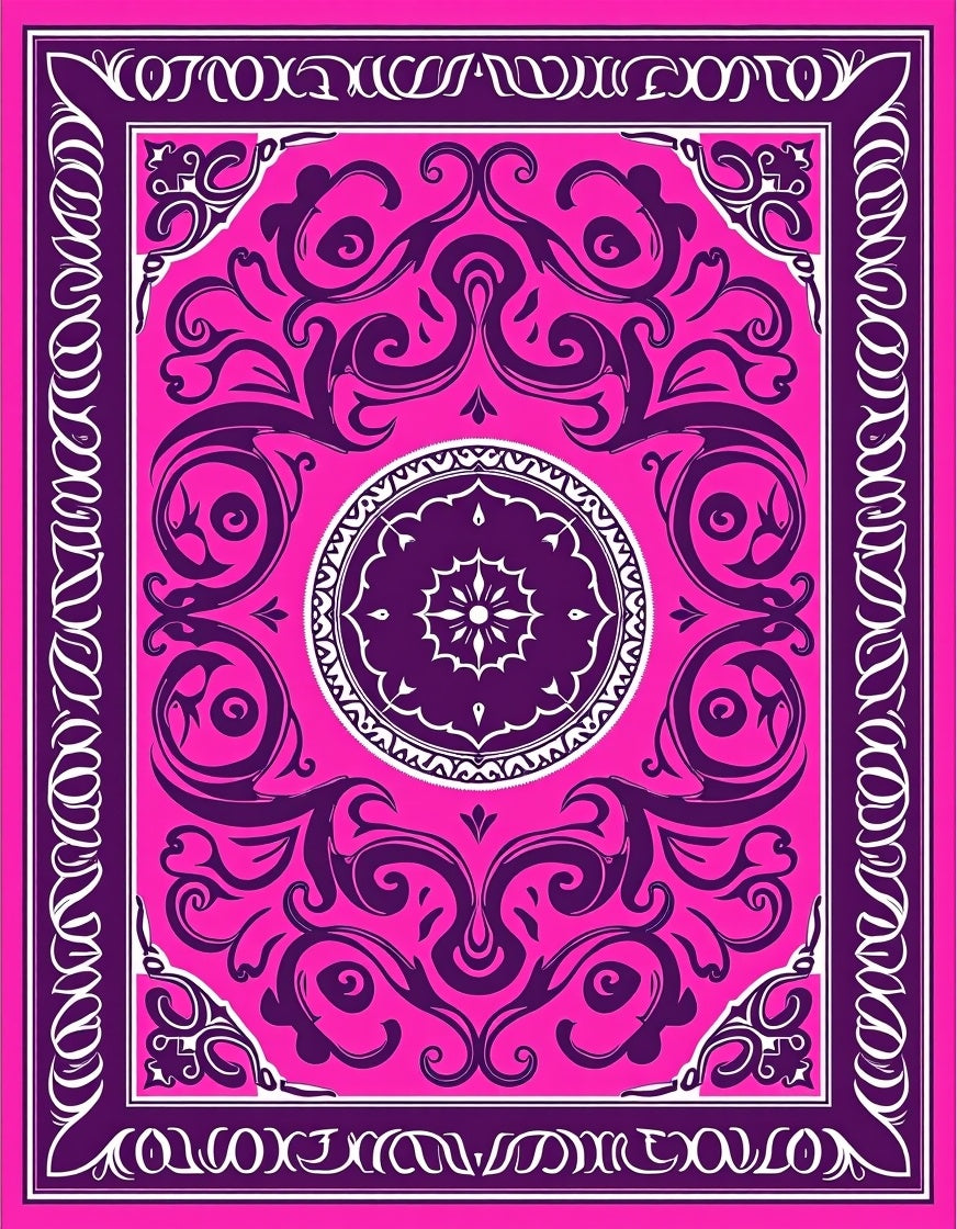 Bold Pink Purple Swirl Medallion Rug
