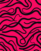 Vibrant Black Swirl Hot Pink Rug