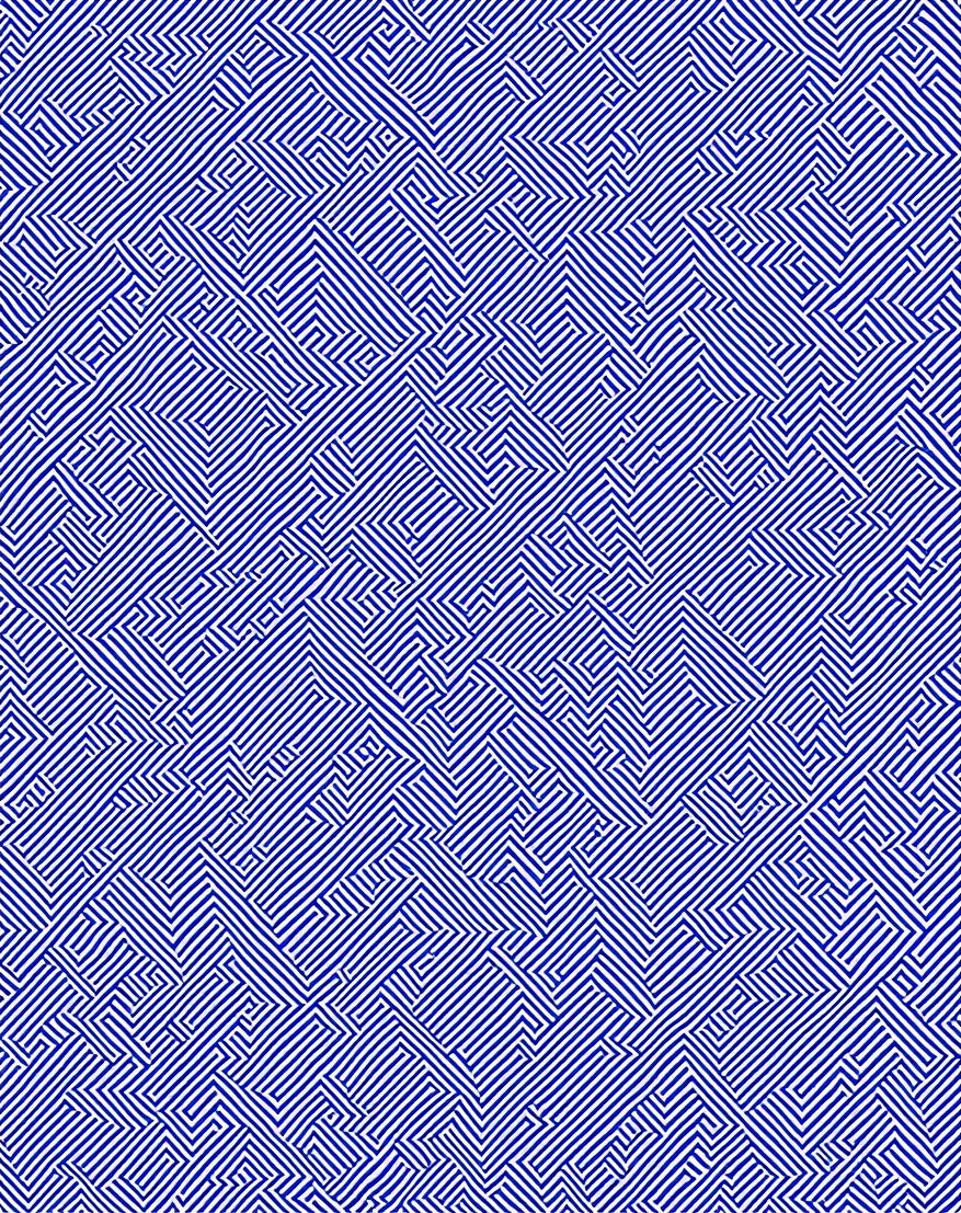 Navy White Geometric Maze Rug