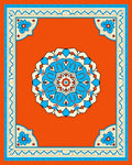 Vibrant Orange Floral Mandala Rug