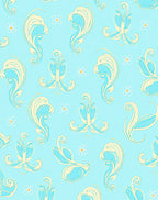 Soft Blue Cream Swirl Floral Repeating Rug