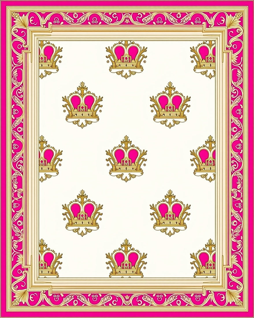 Royal Pink Crown Regal Repeating Rug