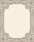 Ornate cream and brown scroll border Rug
