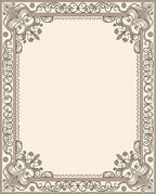 Ornate cream and brown scroll border Rug