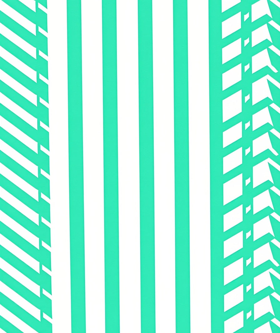 Cool Mint White Bold Stripe Rug