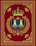 Crimson Gold Crown Laurel Emblem Rug
