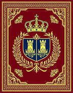 Crimson Gold Crown Laurel Emblem Rug