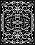 Black White Ornamental Rococo Swirl Rug