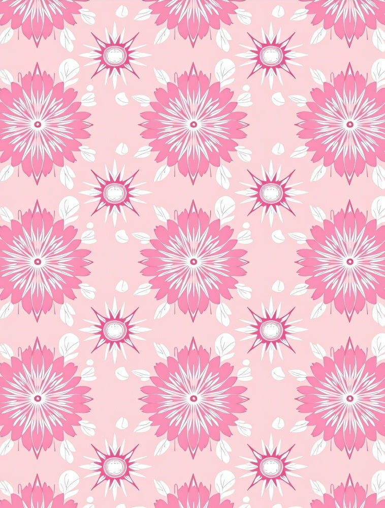 Pink Floral Starburst Mandala Rug