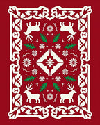 Crimson Reindeer Snowflake Festive Border Rug