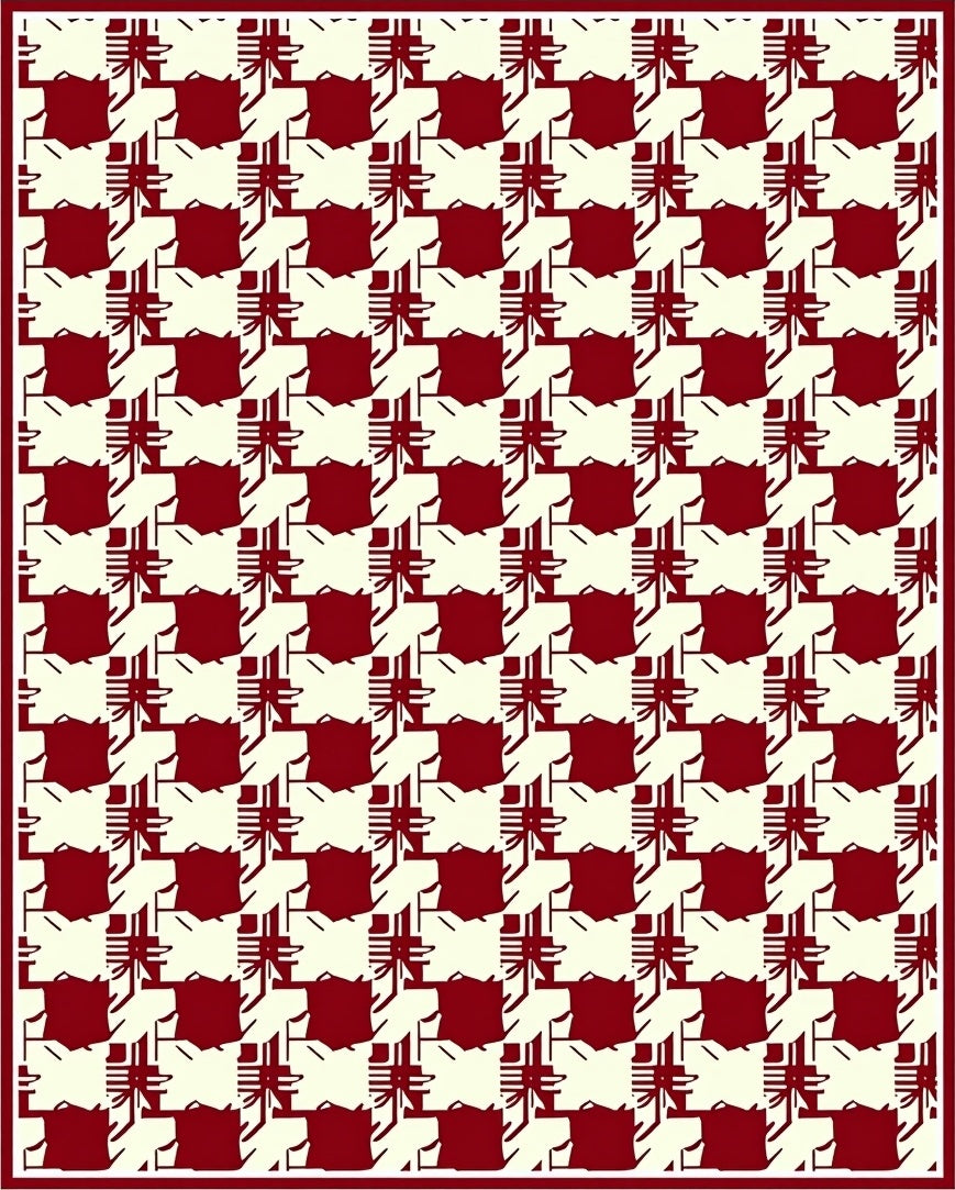 Classic Houndstooth Red Cream Rug