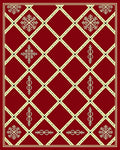 Crimson Lattice Snowflake Medallion Rug