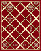 Crimson Lattice Snowflake Medallion Rug
