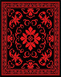 Bold Crimson Damask Floral Rug