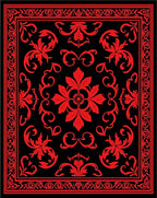 Bold Crimson Damask Floral Rug