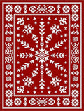 Crimson Snowflake Folk Art Rug