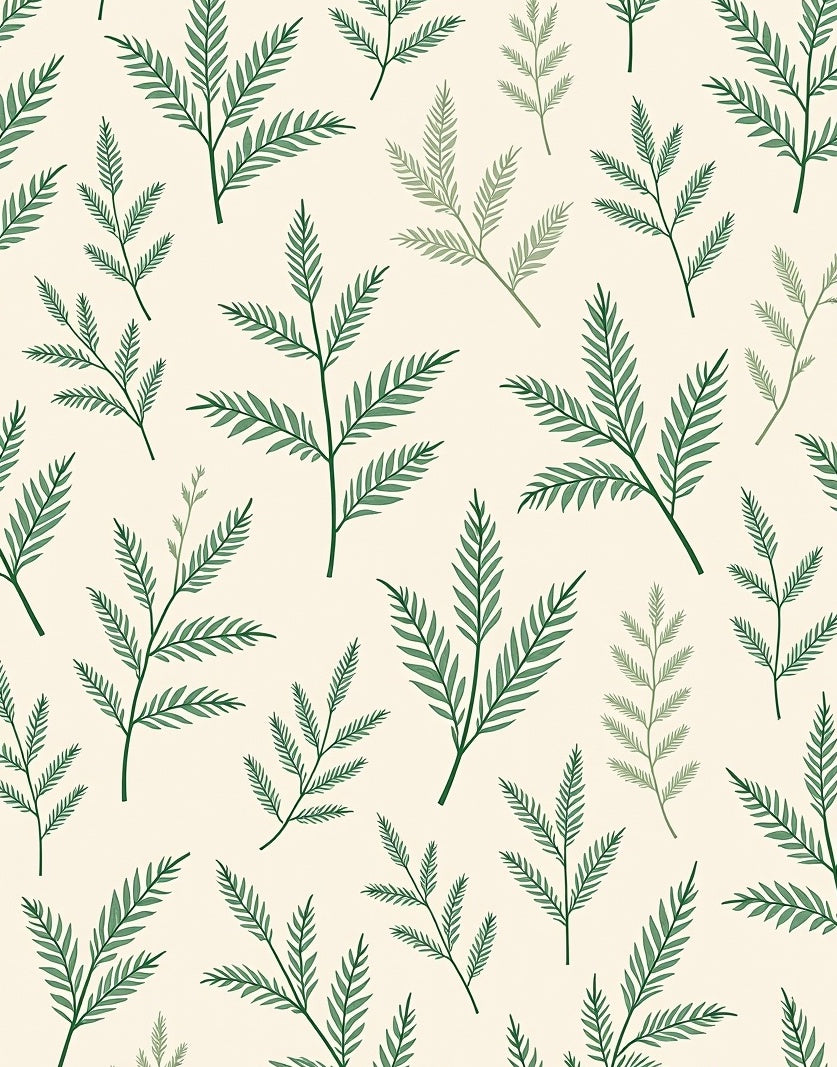 Green Fern Foliage All Over Print Rug