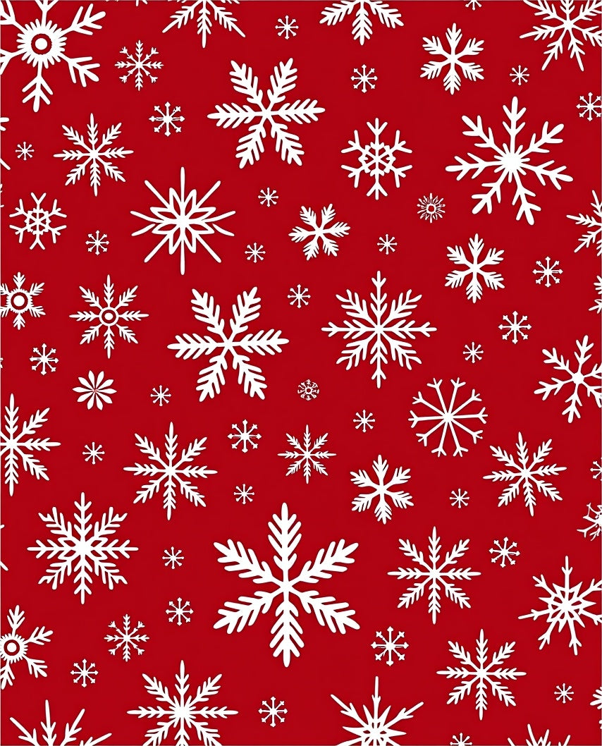 Crimson White Snowflake Repeating Pattern Rug