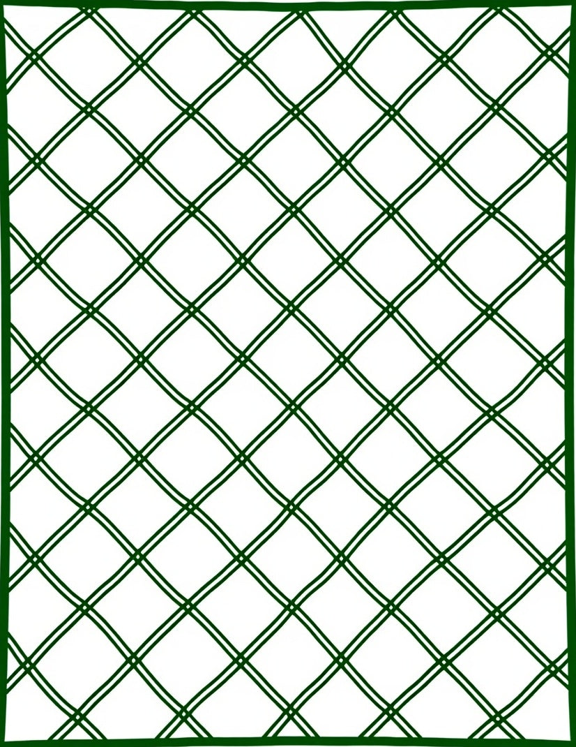 Deep Green Linked Diamond Lattice Rug