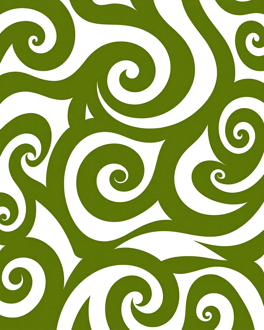Olive Green Swirl Abstract Harmony Rug