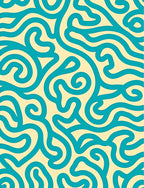 Teal Swirls on Cream Background Rug