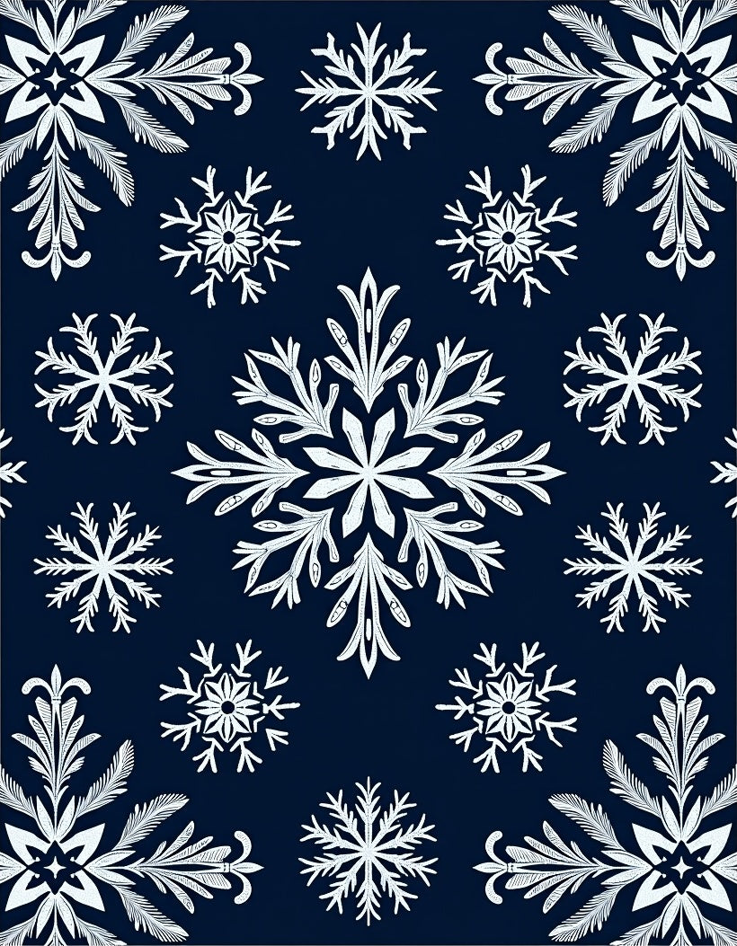 Winter Blue Snowflake Medallion Rug