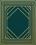 Emerald Teal Geometric Deco Frame Rug