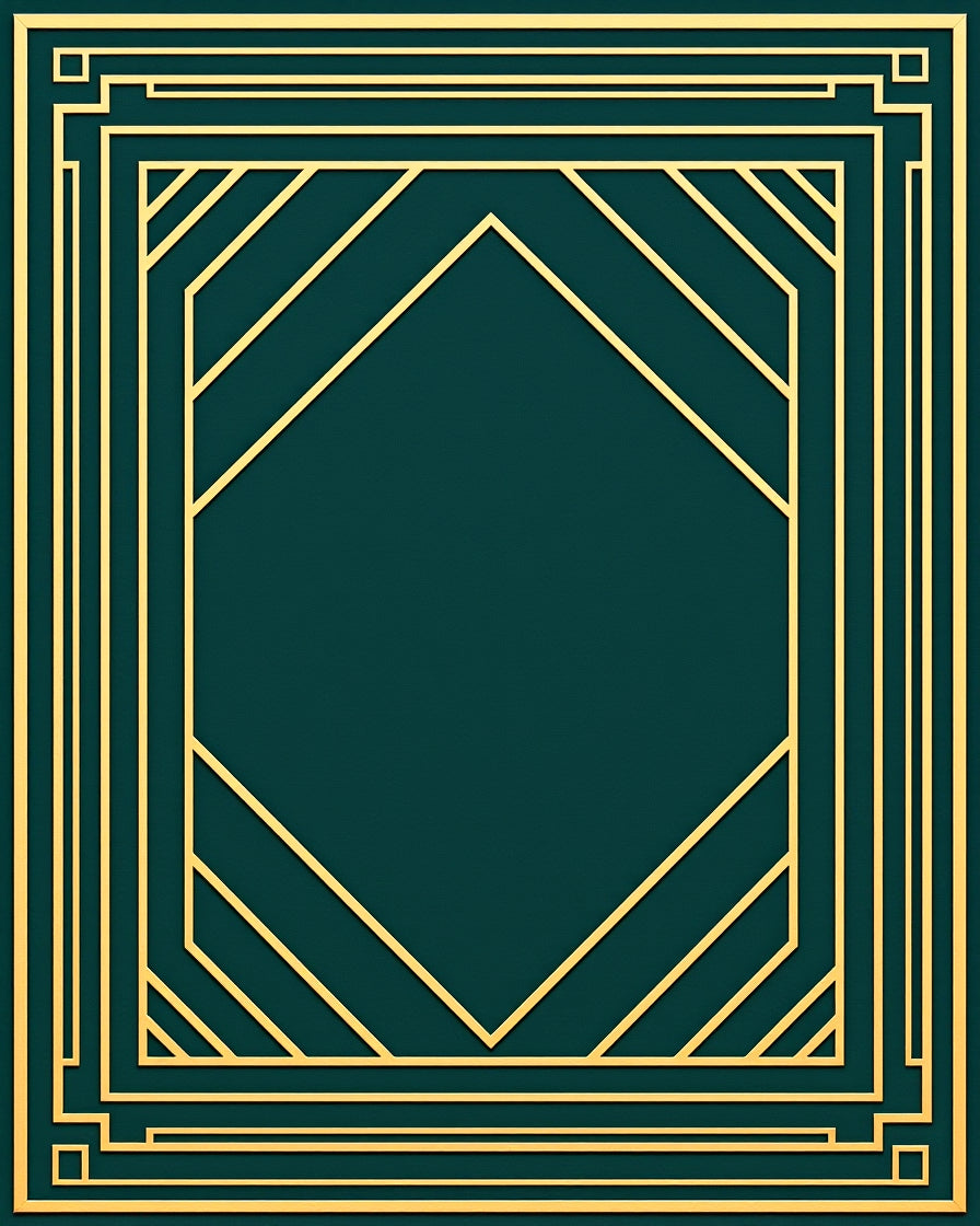 Emerald Teal Geometric Deco Frame Rug