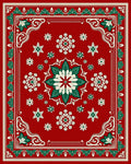 Crimson Green Floral Medallion Border Rug