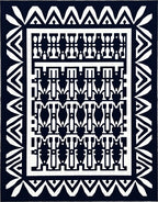 Bold Navy Geometric Tribal Border Rug