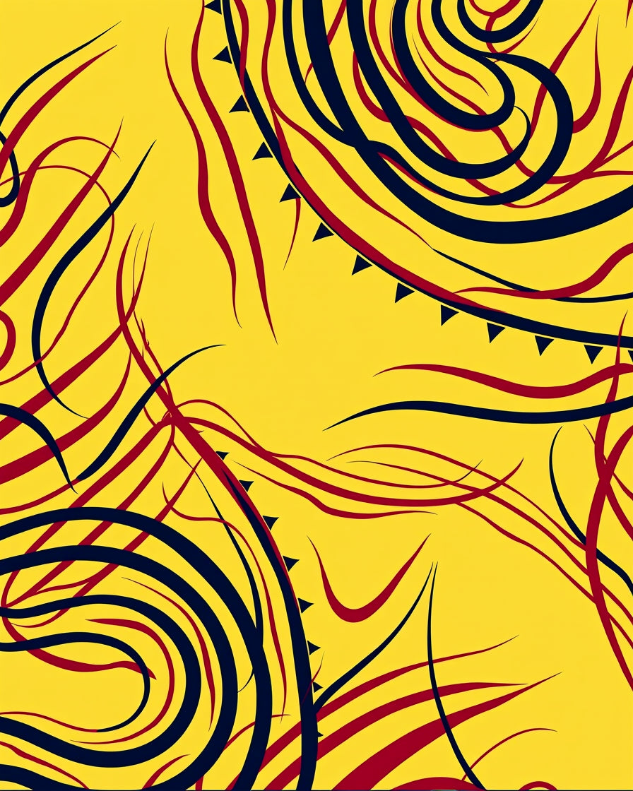Vivid Yellow Swirling Abstract Lines Rug