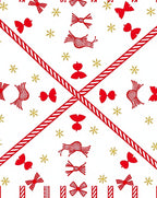 Red Bow Snowflake Geometric Arrangement Rug