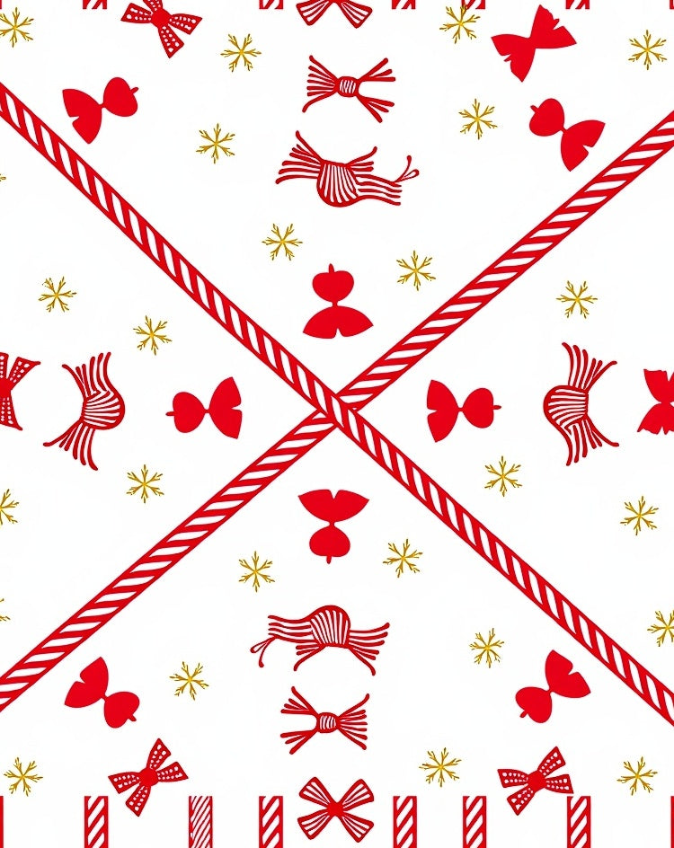 Red Bow Snowflake Geometric Arrangement Rug
