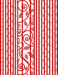 Red Striped Floral Swirl Rug