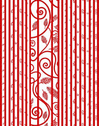 Red Striped Floral Swirl Rug