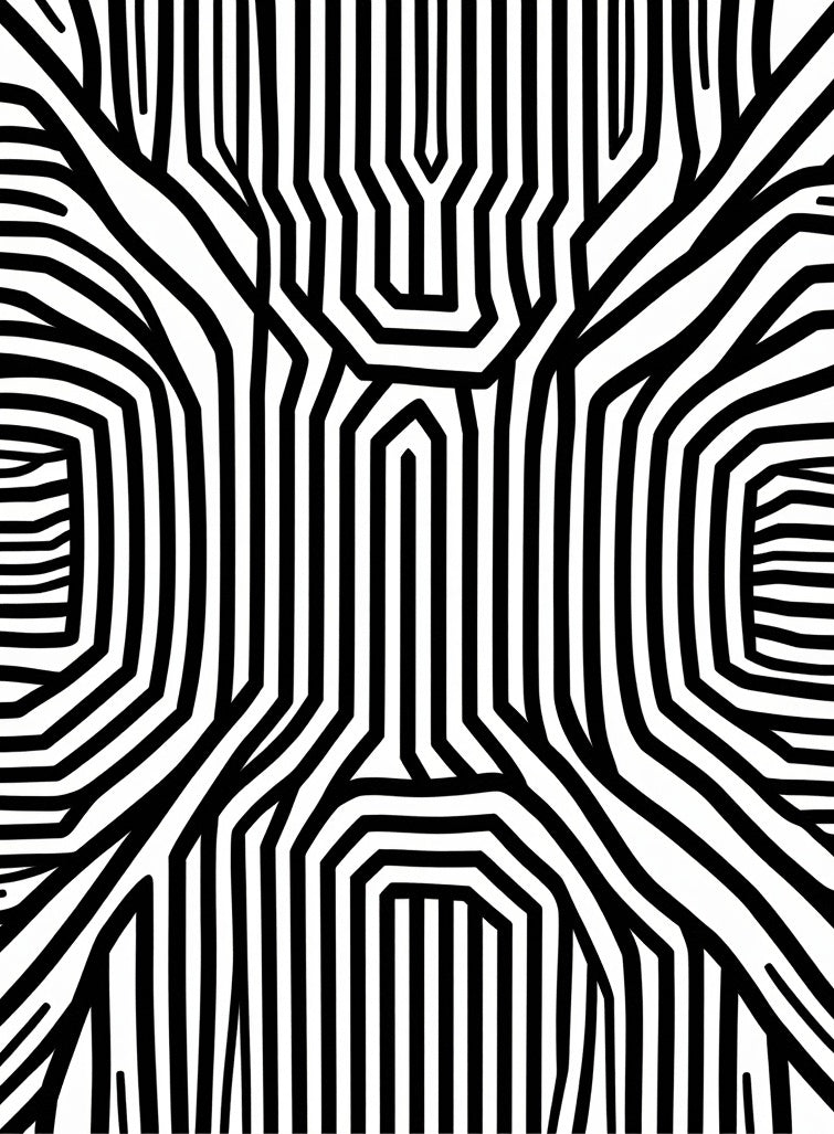 Monochromatic Black White Maze Rug