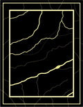 Golden Veined Black Marble Border Rug