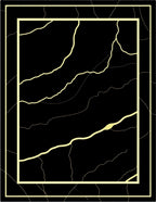 Golden Veined Black Marble Border Rug