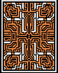 Orange Black White Circuit Maze Rug