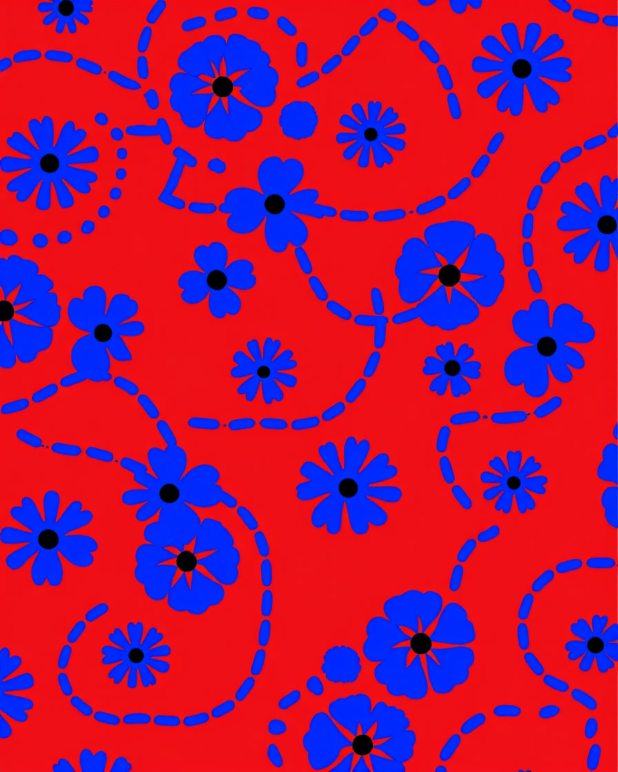 Vibrant Blue Floral Trails Rug