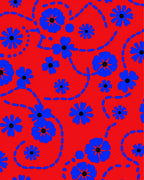Vibrant Blue Floral Trails Rug