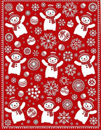 Merry Snowman Snowflake Red Whimsy Rug