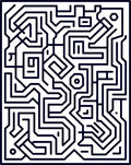 Dark Blue Geometric Maze Rug