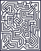 Dark Blue Geometric Maze Rug